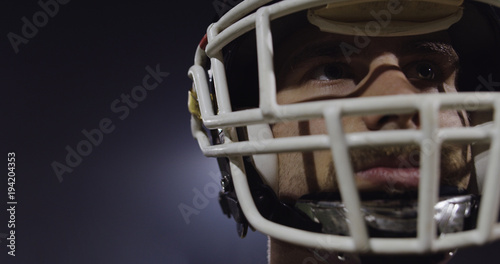 Closeup Portrait Of American Football Player