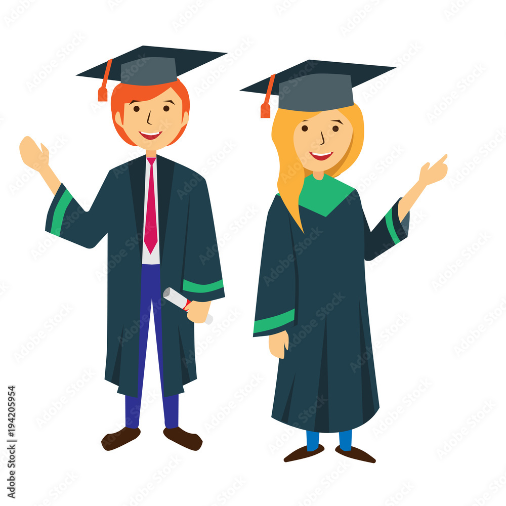 Couple of College Students Vector Illustration Couple of College Students Vector Illustration