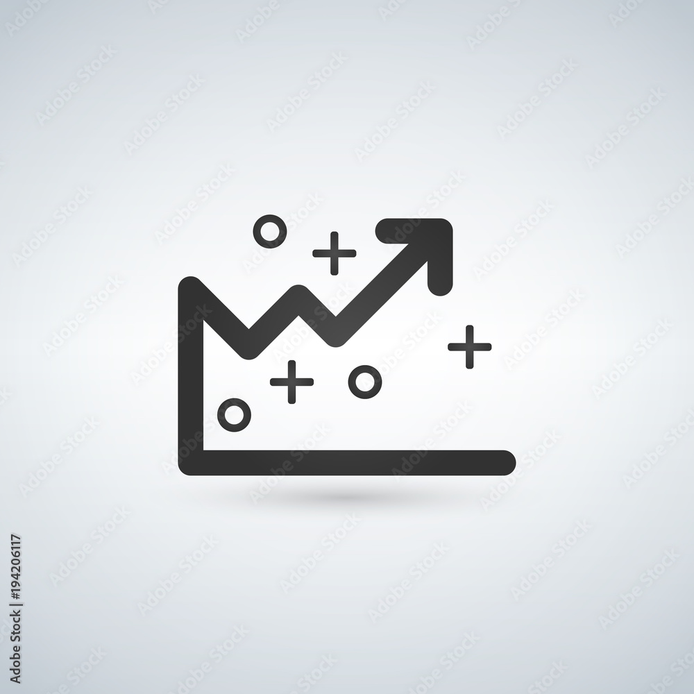 Analytics graph line icon, outline vector sign, linear style pictogram isolated on white. Analytics graph line icon, outline vector sign, linear style pictogram isolated on white.