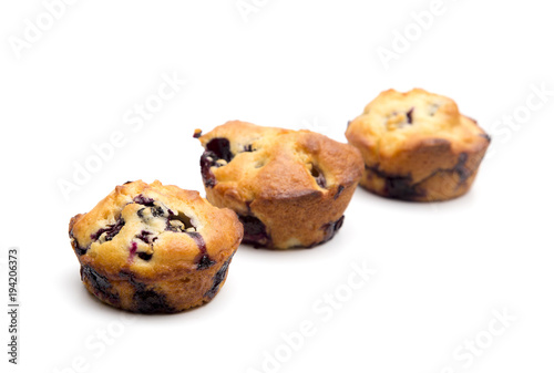 Homemade Blueberry Muffins on a White Background