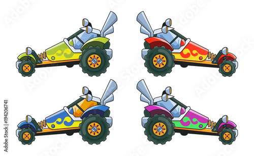 Buggy Side View. 4 Color Schemes.