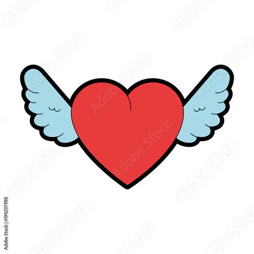 cute heart with wings vector illustration design