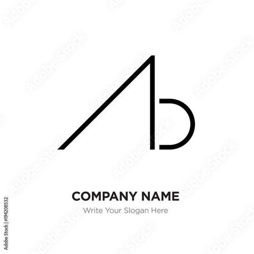 Abstract letter AB,BA logo design template, Black Alphabet initial letters company name concept. Flat thin line segments connected to each other
