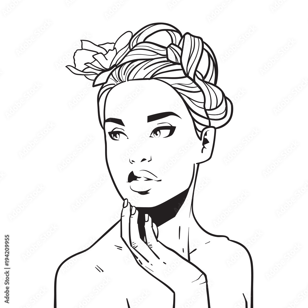 continuous line drawing of short hair woman leader hand on chin pose  business concept 25742146 Vector Art at Vecteezy