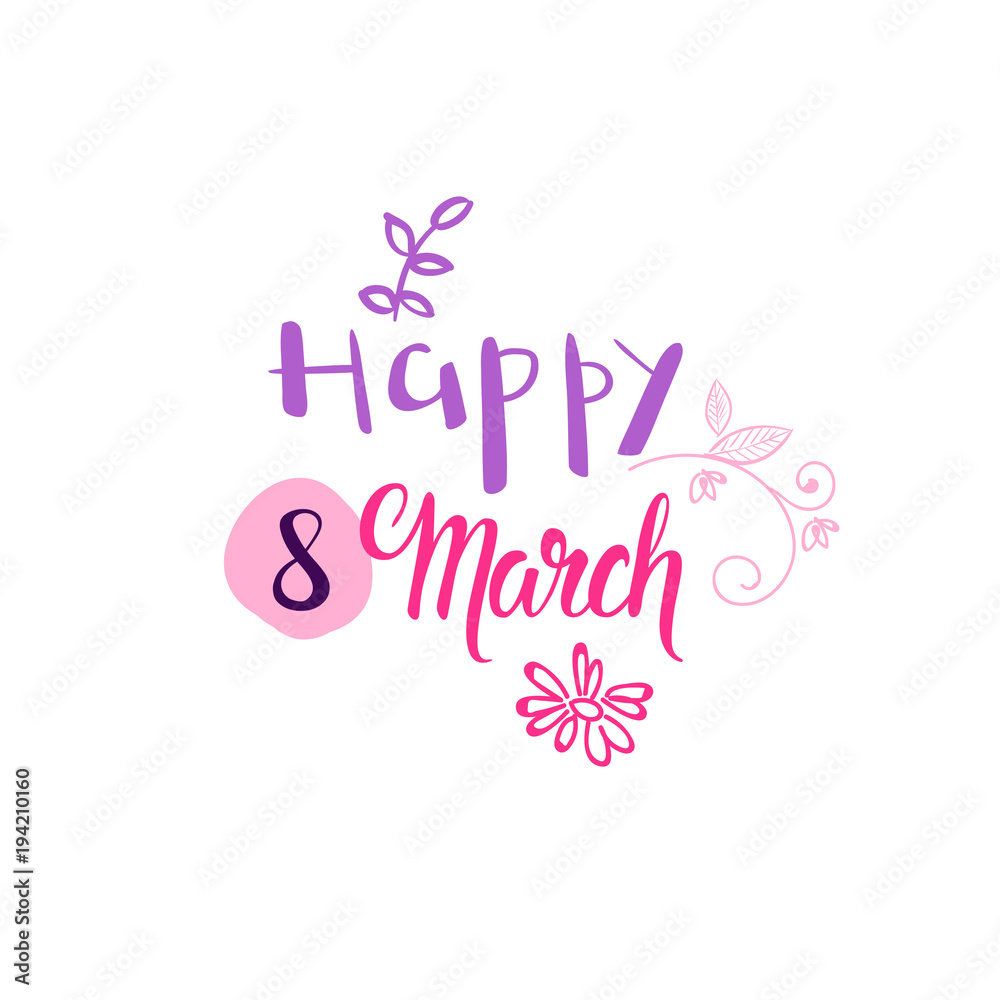 Holiday Tag Happy 8 March Concept Woman Day Badge On White Background Vector Illustration