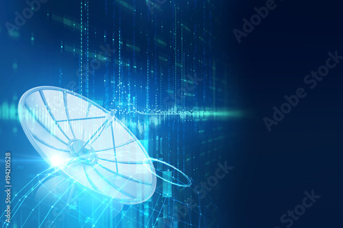 3d illustration of Satellite dish  on abstract technology background