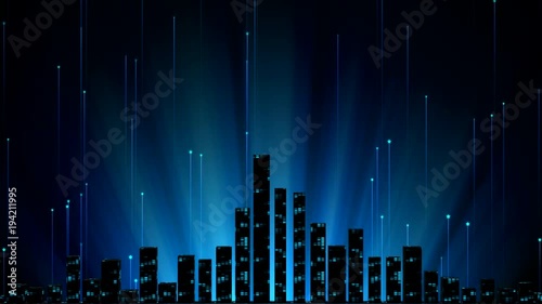 Digital City Night Background 