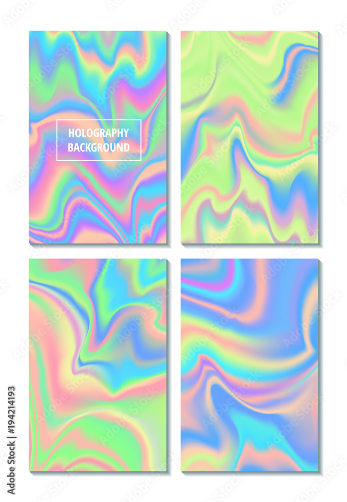 Obraz premium Set of Holographic Trendy Backgrounds. Can be used for Cover, Book, Print, Fashion.