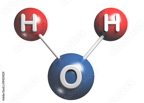 h2o. water. 3d model. Isolated on white.