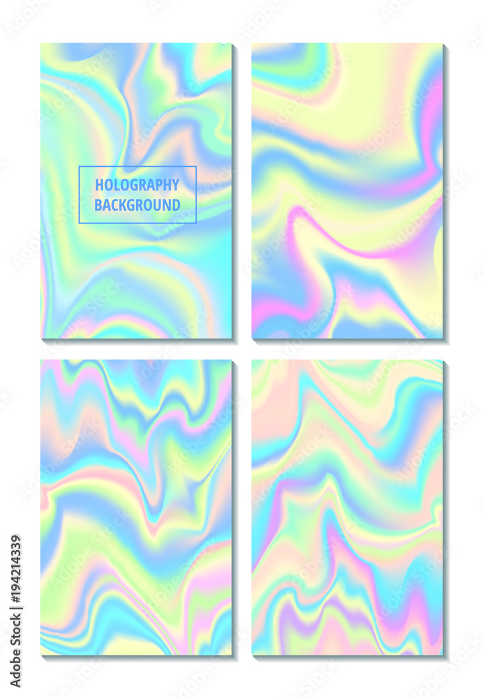 Fototapeta premium Hologram gradient set of four backgrounds