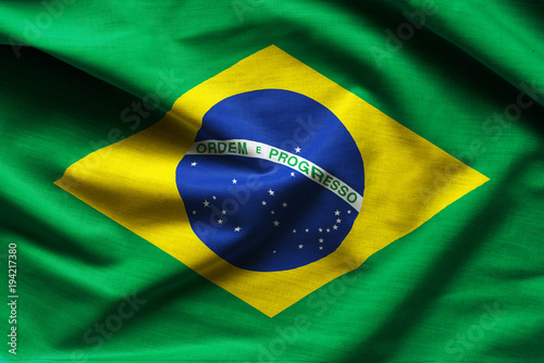 Obraz na płótnie Brazilian flag fabric with waves