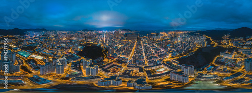 Photography Panorama aerial view of Hong Kong night scenes