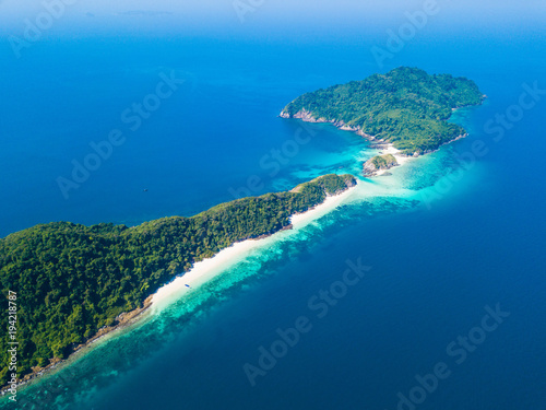 Aerial view of beautiful Cock Burn Island in Myanmar