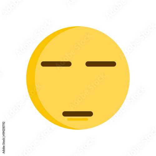 Emoticon expressing boredom or disapproval. Vector emoji smiley icon illustration