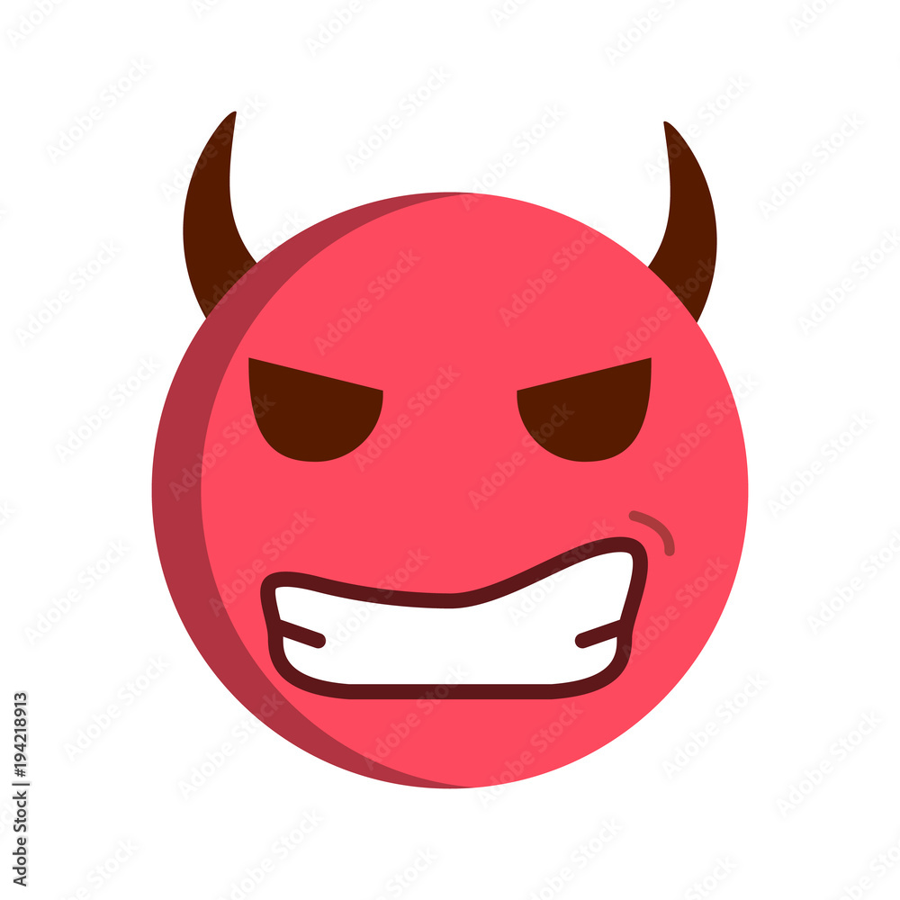 Devil emoticon. Diabolical smiley emoji vector icon