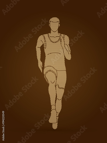 Athlete runner, A man  runner running front view designed using geometric pattern graphic vector