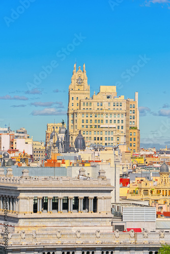 Panoramic view from above on the capital of Spain- the city of M photo