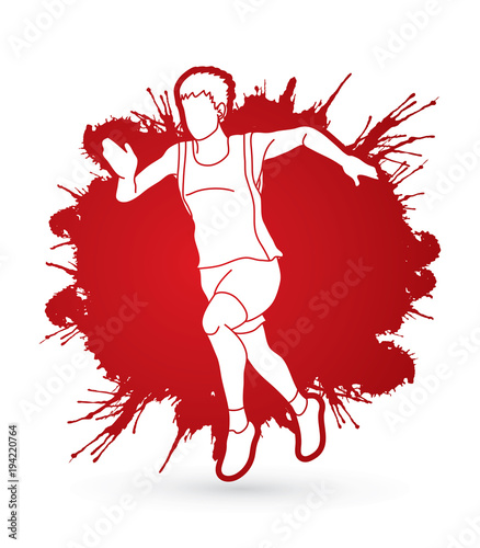 Athlete runner, A man runner running  designed on splatter blood background graphic vector