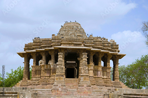 Outer view of the Sun Temple. Built in 1026 - 27 AD during the reign of Bhima I of the Chaulukya dynasty, Modhera, Mehsana,  Gujarat photo