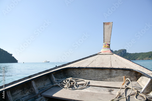 the front part of a wooden boat on Phi Phi Islands.Thailand