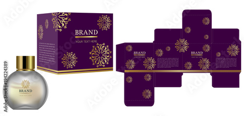 Packaging design, Label on cosmetic container with luxury box template and mockup box. illustration vector.	