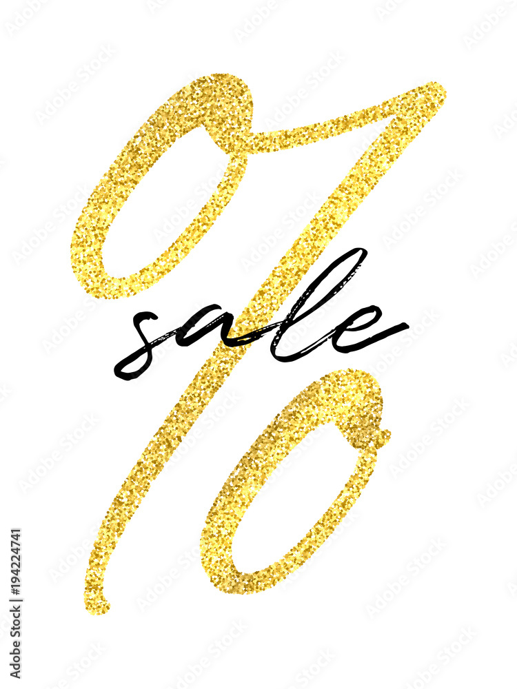 Vector golden percent sign and black Sale word on white background. Sale flyer template. Vector golden percent sign and black Sale word on white background. Sale flyer template.