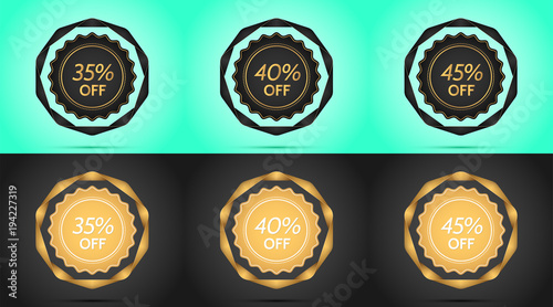 Set of Black and Golden Sale Badges