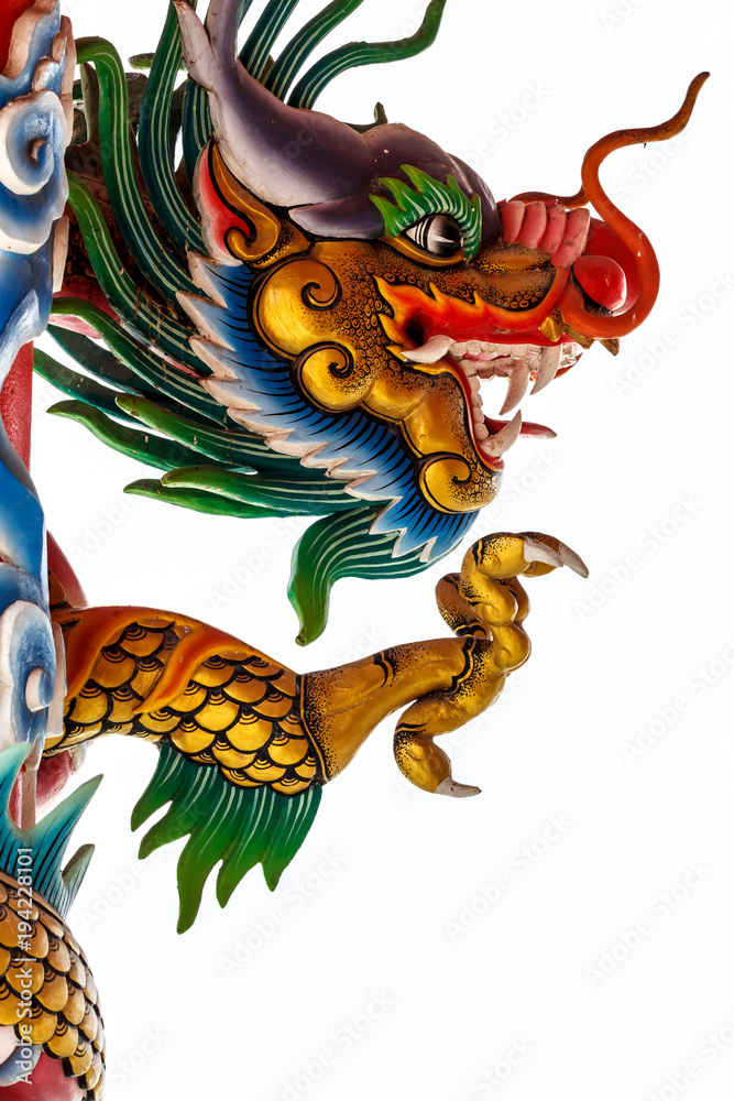 dragon statue on white background Beautiful
