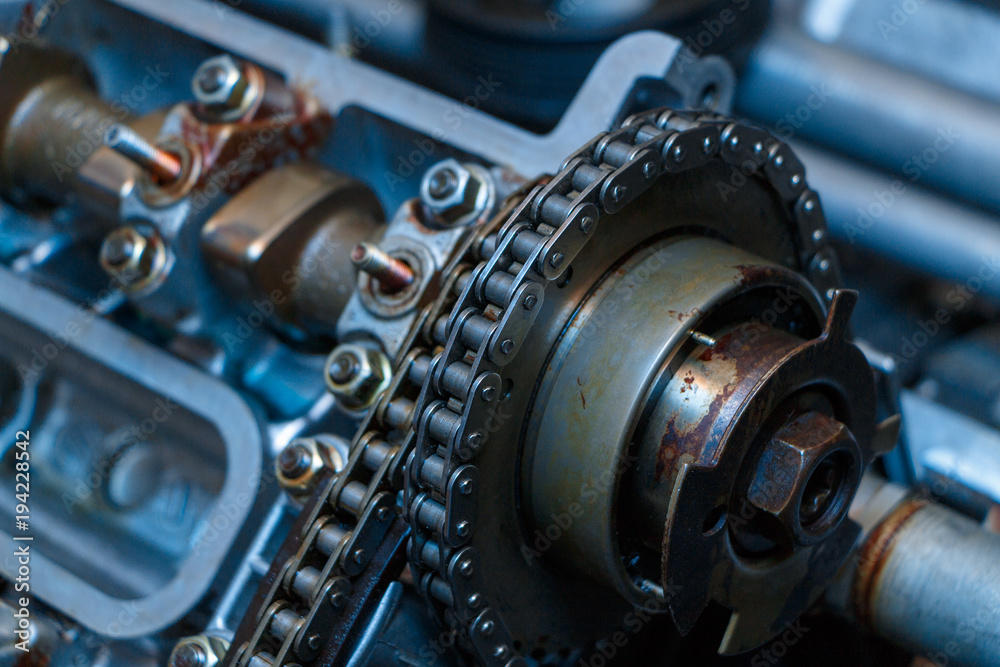 Engine without cover closeup background Engine without cover closeup background