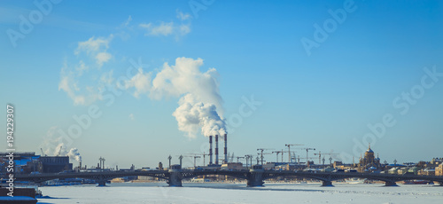 the Neva embankment in St. Petersburg in the winter