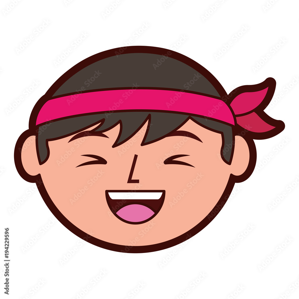 cartoon face laughing chinese man vector illustration cartoon face laughing chinese man vector illustration