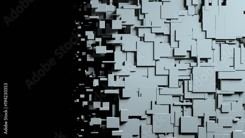 Black and white cubes screen wipe transition with alpha channel.3D animation photo