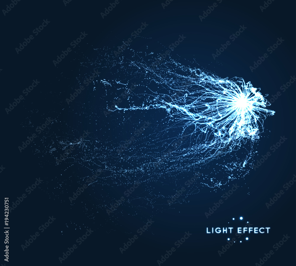 Array with dynamic particles. 3d futuristic technology style. Abstract background. Vector illustration.
