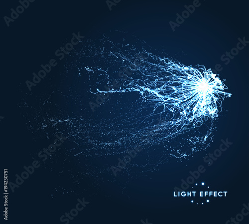Array with dynamic particles. 3d futuristic technology style. Abstract background. Vector illustration.
