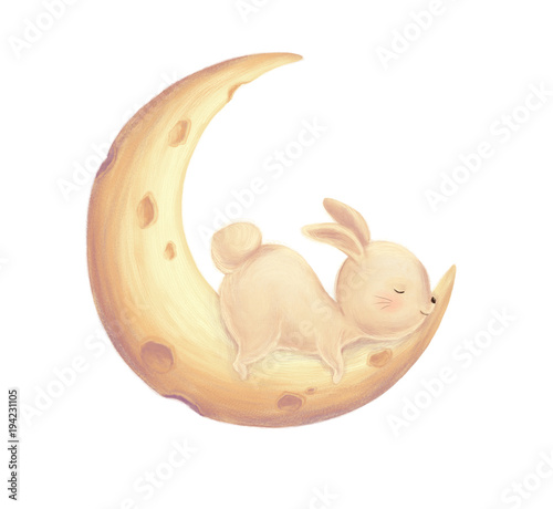 Rabbit sleep on moon