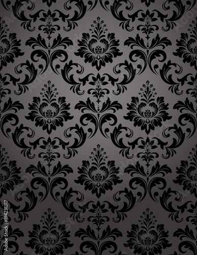 Wallpaper in the style of Baroque. A seamless vector background. Black floral ornament. Graphic vector pattern