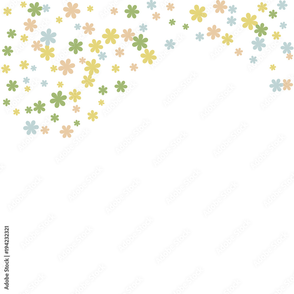 Delicate Floral Pattern with Simple Small Flowers for Greeting Card or Poster. Naive Daisy Flowers in Primitive Style. Vector Background for Spring or Summer Design. Delicate Floral Pattern with Simple Small Flowers for Greeting Card or Poster. Naive Daisy Flowers in Primitive Style. Vector Background for Spring or Summer Design.