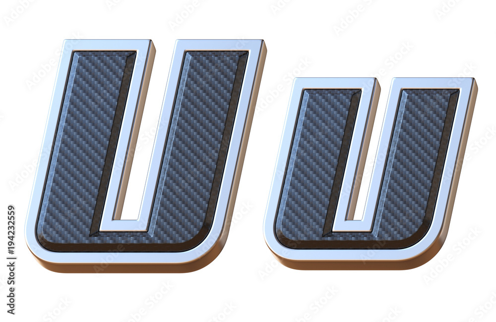 Carbon fiber and metallic font letter U Carbon fiber and metallic font letter U