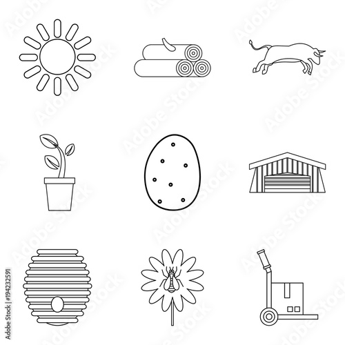Ancestral home icons set, outline style