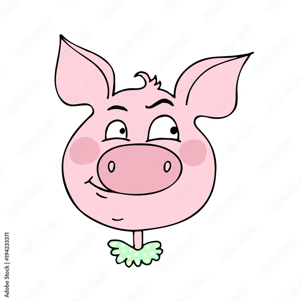 The cute pig has an expression of curiosity