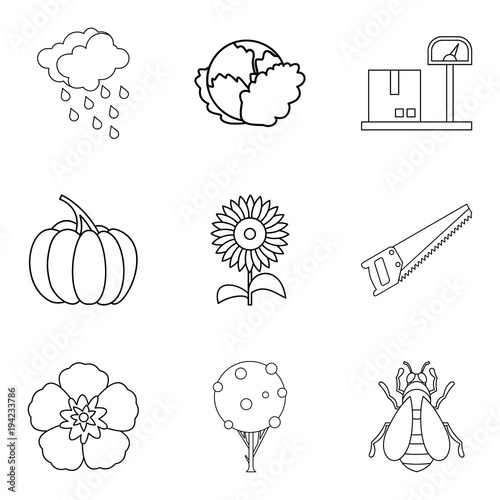 Native house icons set, outline style
