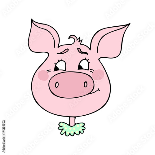 The cute pig has a embarrassment expression