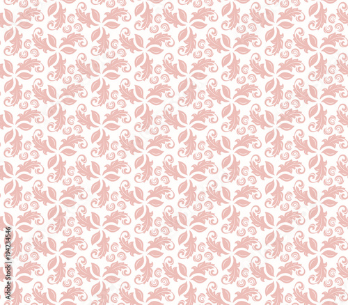 Floral vector pink ornament. Seamless abstract classic background with flowers. Pattern with repeating floral elements