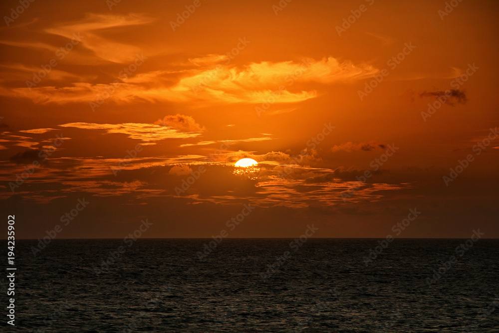 Beautiful sunset on the Atlantic Ocean.