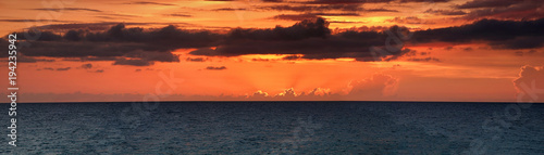 Panorama of a beautiful sunset on the Atlantic Ocean.