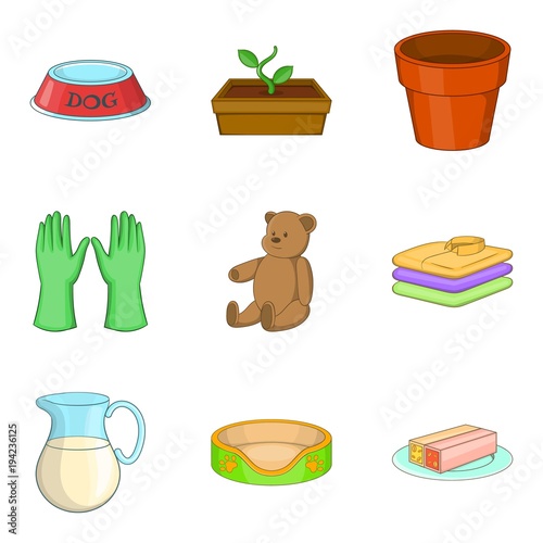 Multiroom home icons set, cartoon style