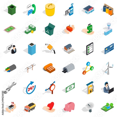 Partnership working icons set, isometric style