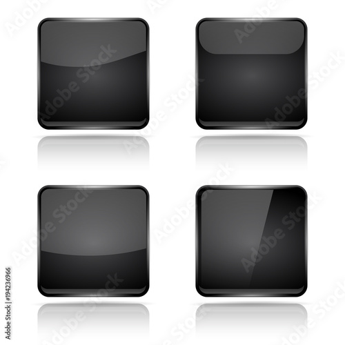 Black square buttons with reflection