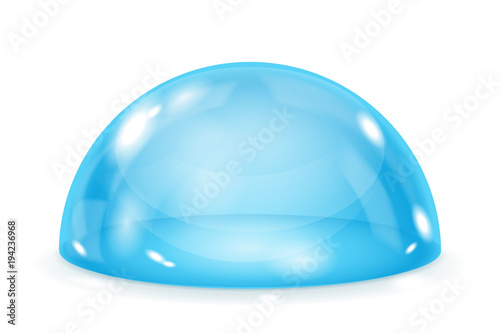 Glass dome. Shiny blue transparent semi sphere