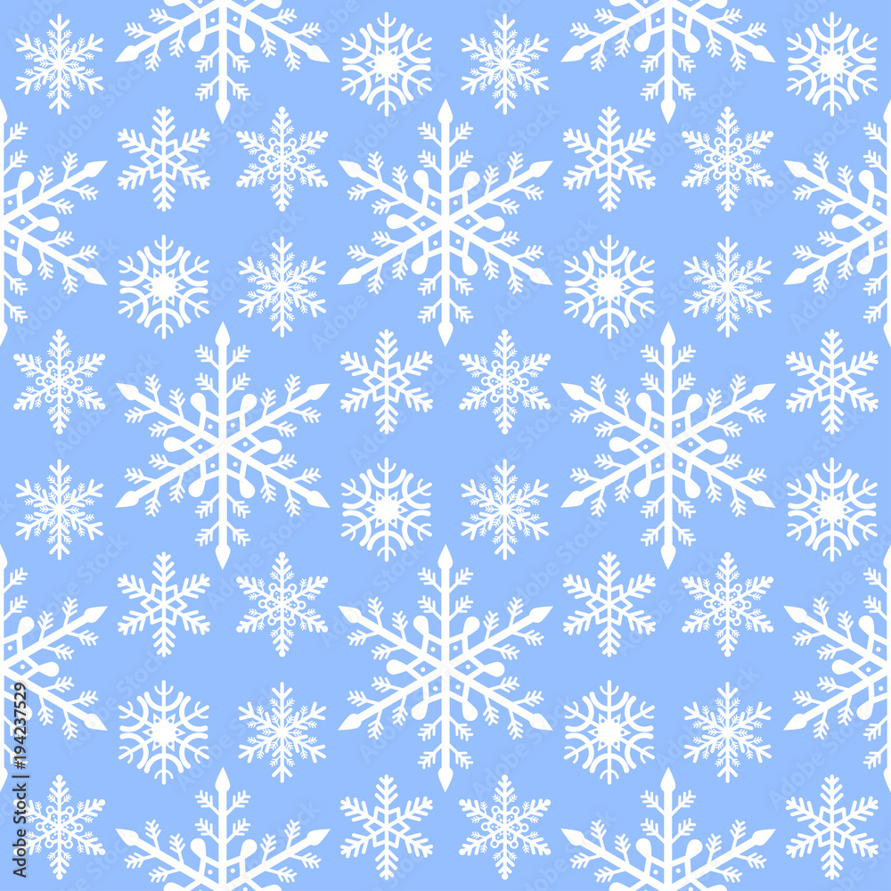 Snowflake seamless pattern Merry Christmas and Happy New Year winter holiday background decorative paper vector illustration.